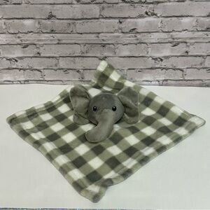 Lila & Jack Gray White ELEPHANT Rattle Soft Plush Plaid Check Security Lovey
